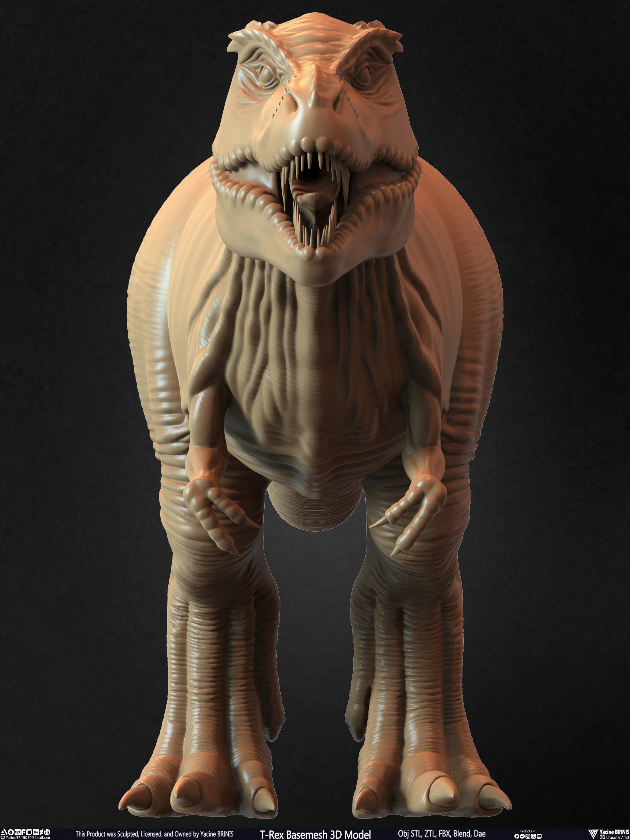 T-Rex Basemesh 3D Model 3D print model_22