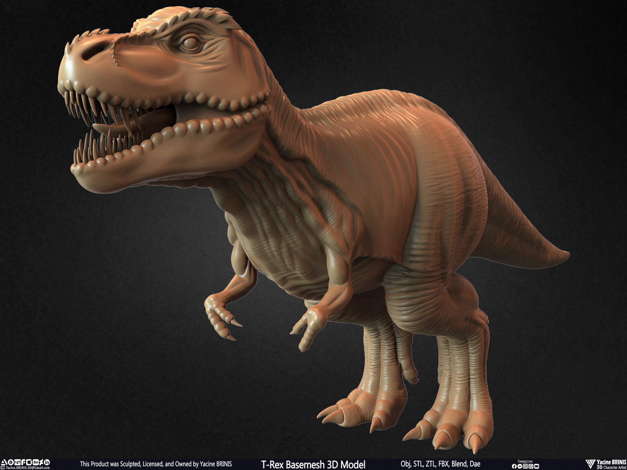 T-Rex Basemesh 3D Model 3D print model_19