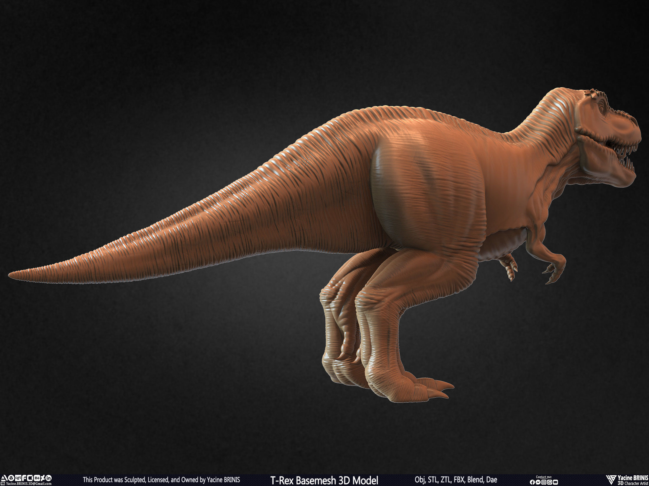 T-Rex Basemesh 3D Model 3D print model_8