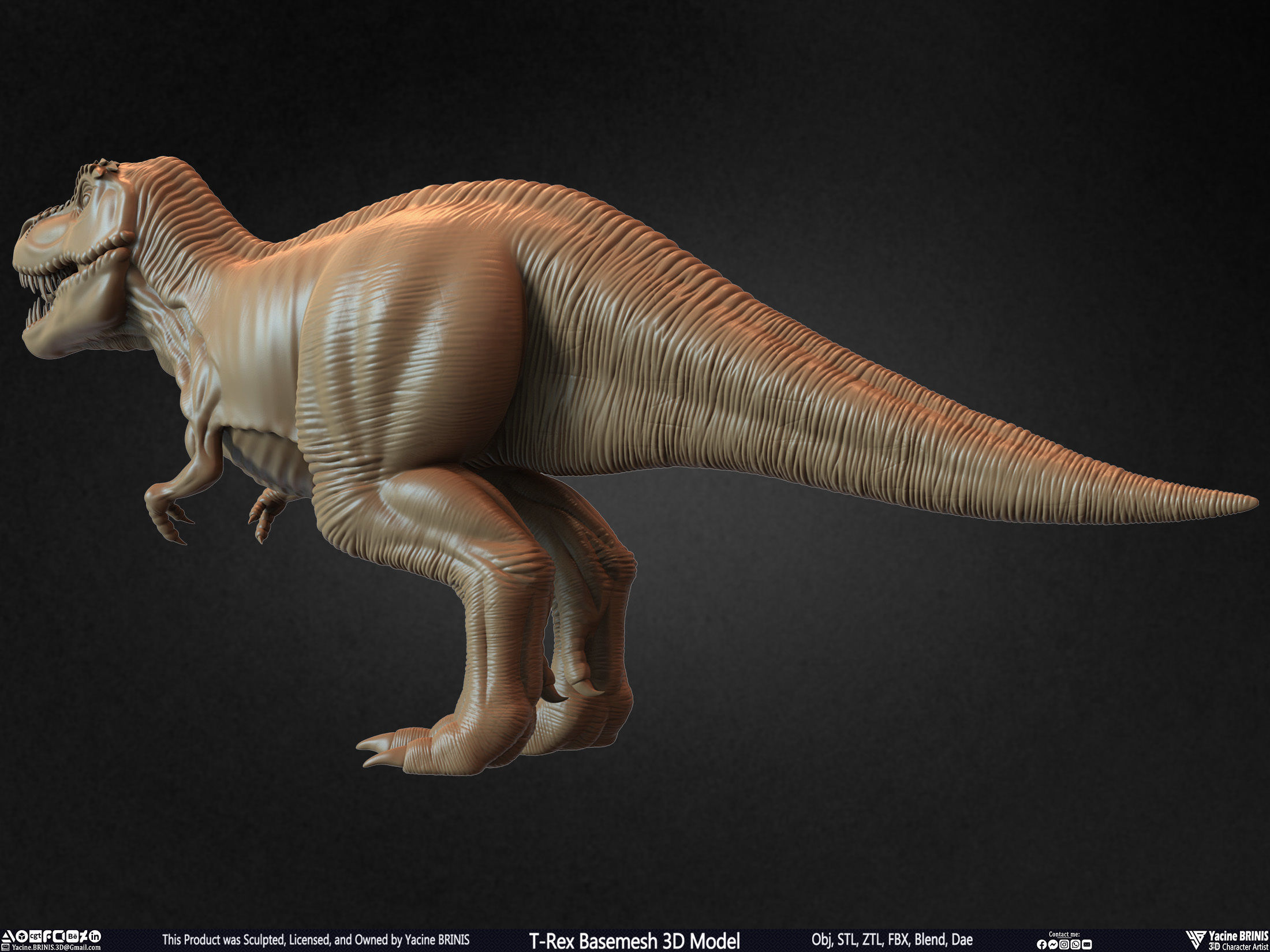 T-Rex Basemesh 3D Model 3D print model_14