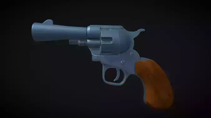 Stylized Revolver Low-poly 3D model