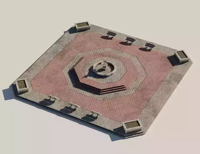 Town Square Plaza Low-poly 3D model