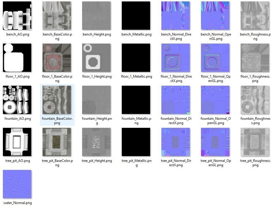 Town Square Plaza Low-poly 3D model_18