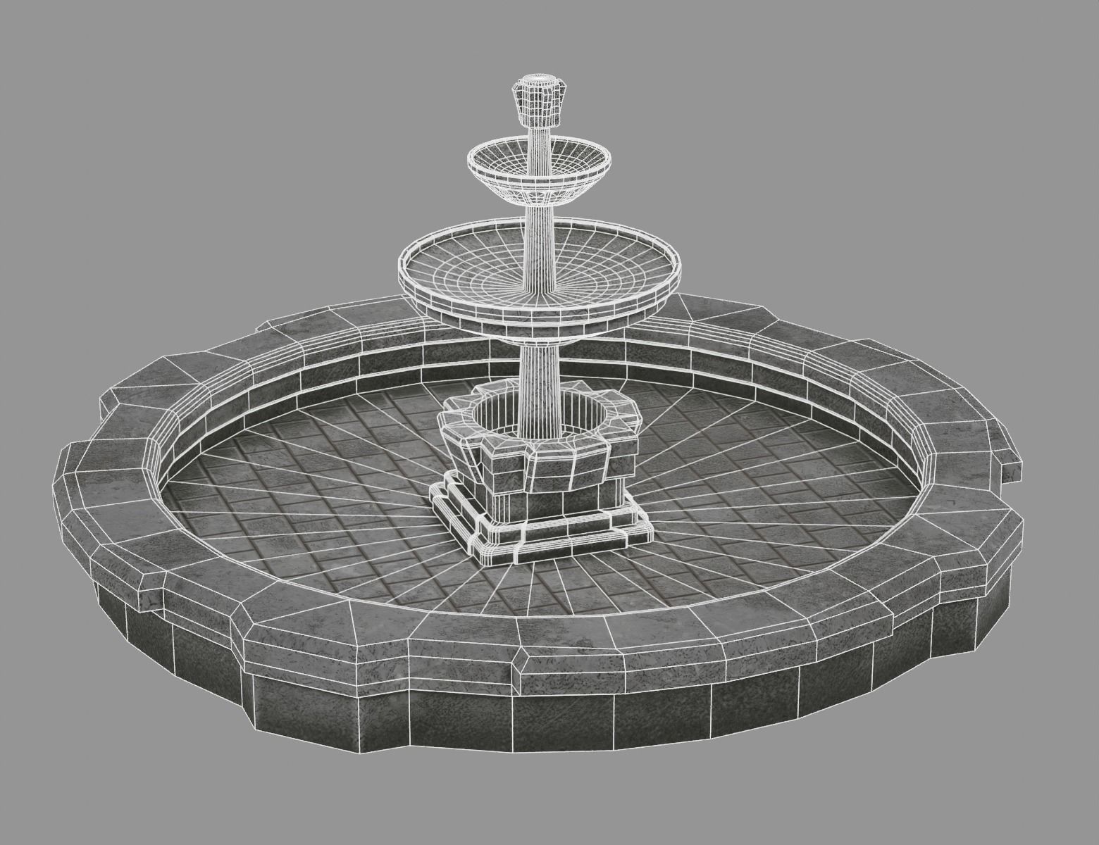 Town Square Plaza Low-poly 3D model_14