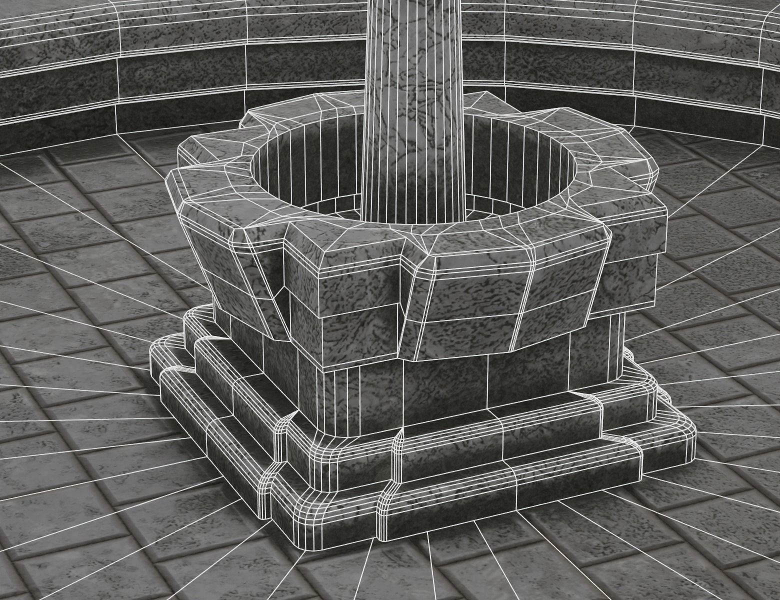 Town Square Plaza Low-poly 3D model_15