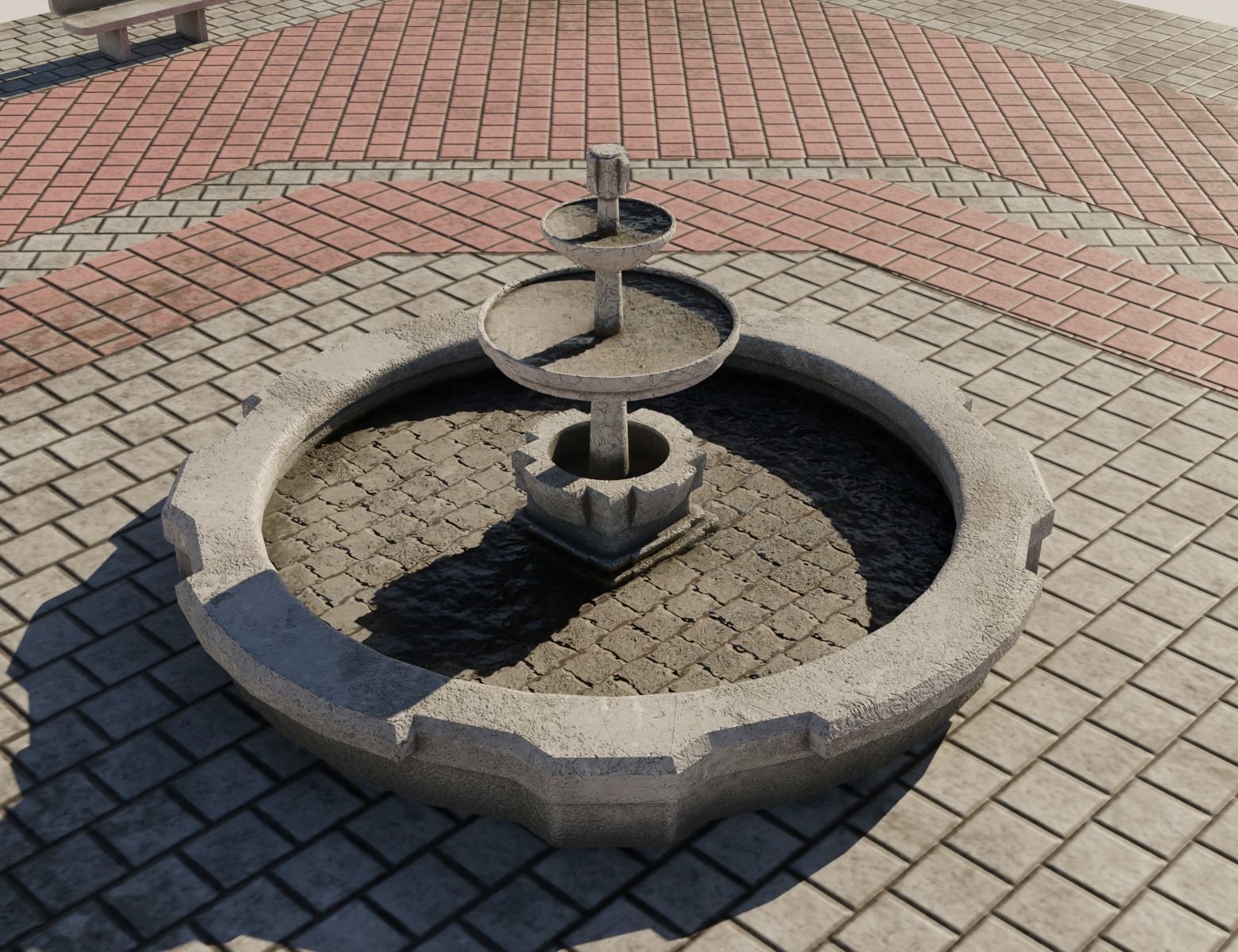 Town Square Plaza Low-poly 3D model_7