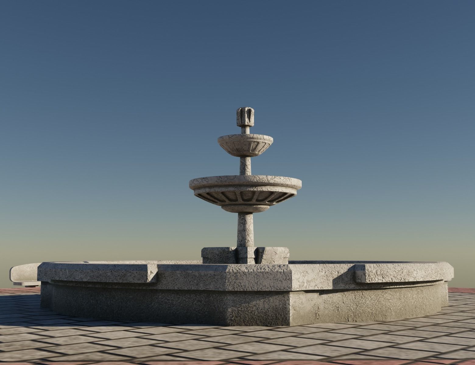 Town Square Plaza Low-poly 3D model_8