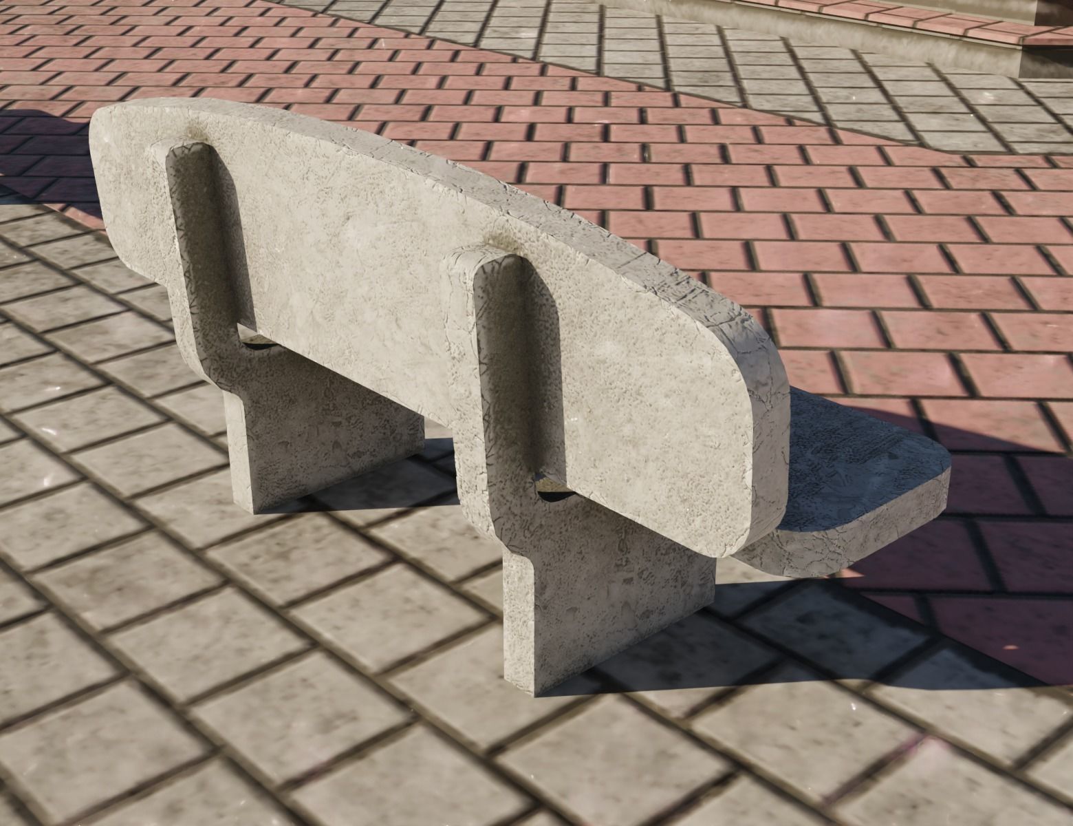 Town Square Plaza Low-poly 3D model_4
