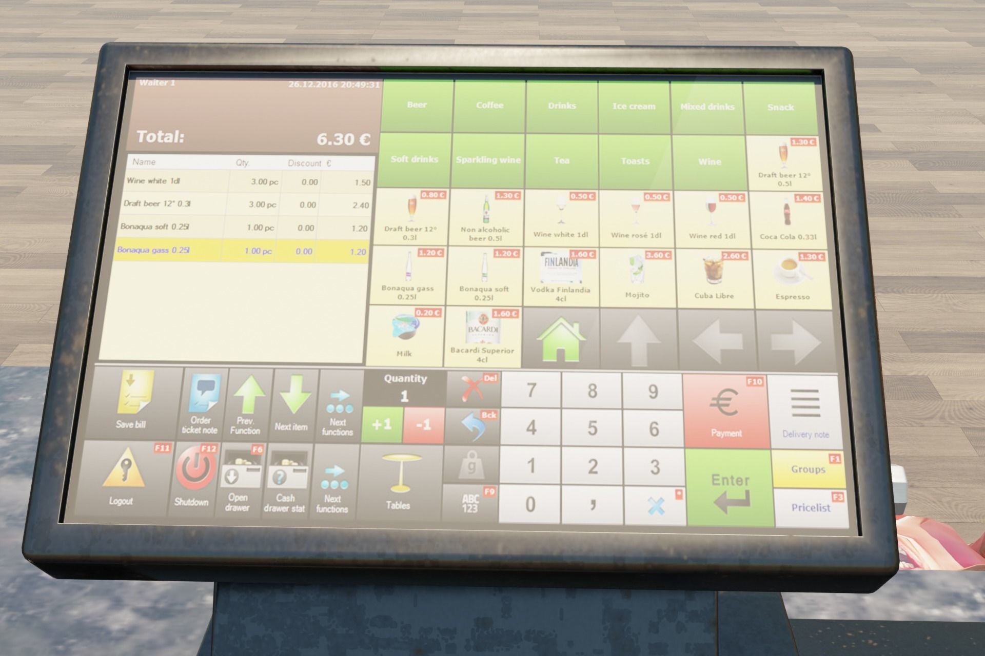 Supermarket Checkout Counter Cashier with food Low-poly 3D model_9