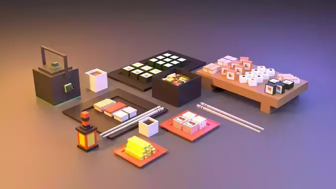 Sushi Set Free low-poly 3D model