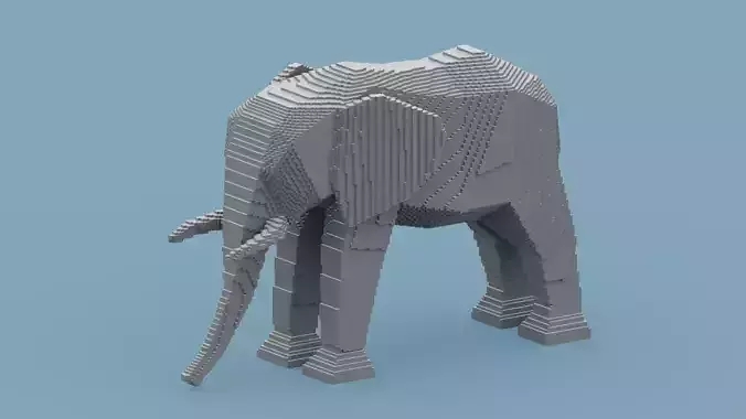 Voxel Elephant Low-poly 3D model