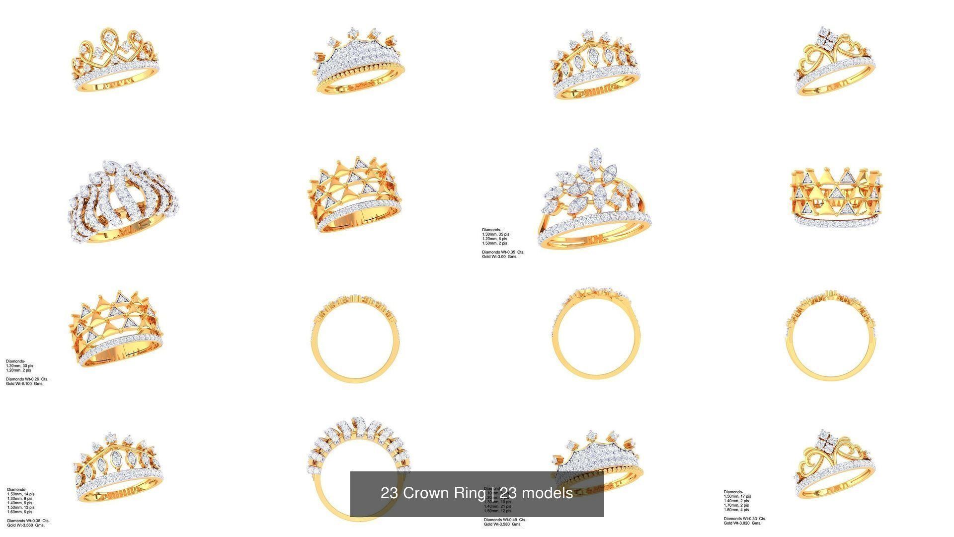 23 Crown Ring 3D Model Collection_2