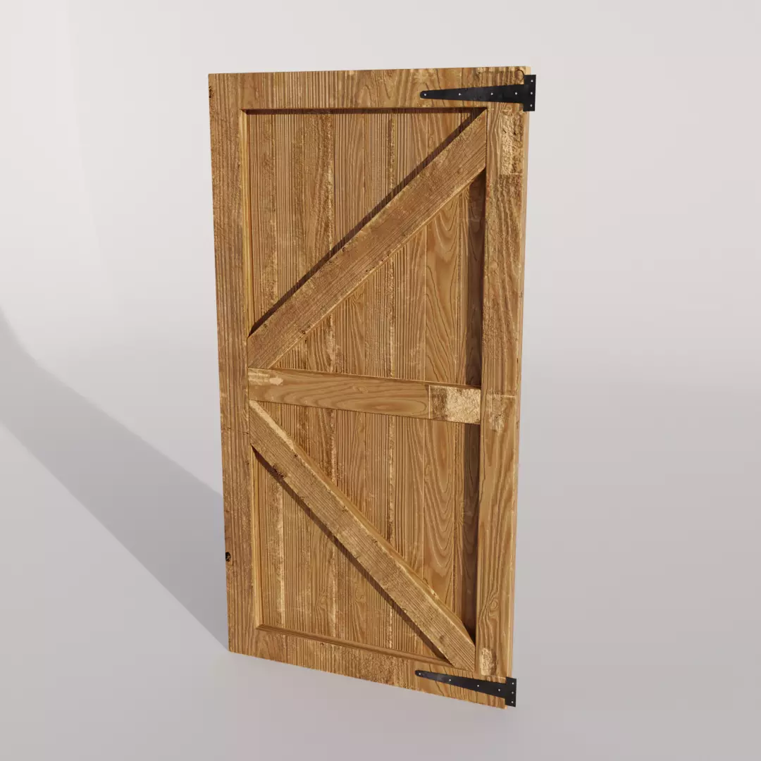 Wooden Garden Gate Door 3D model_0