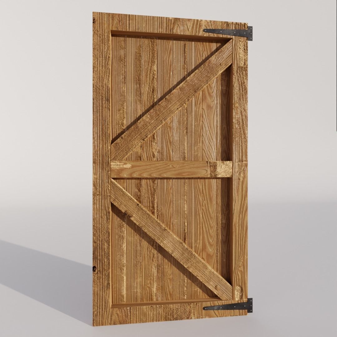 Wooden Garden Gate Door 3D model_1