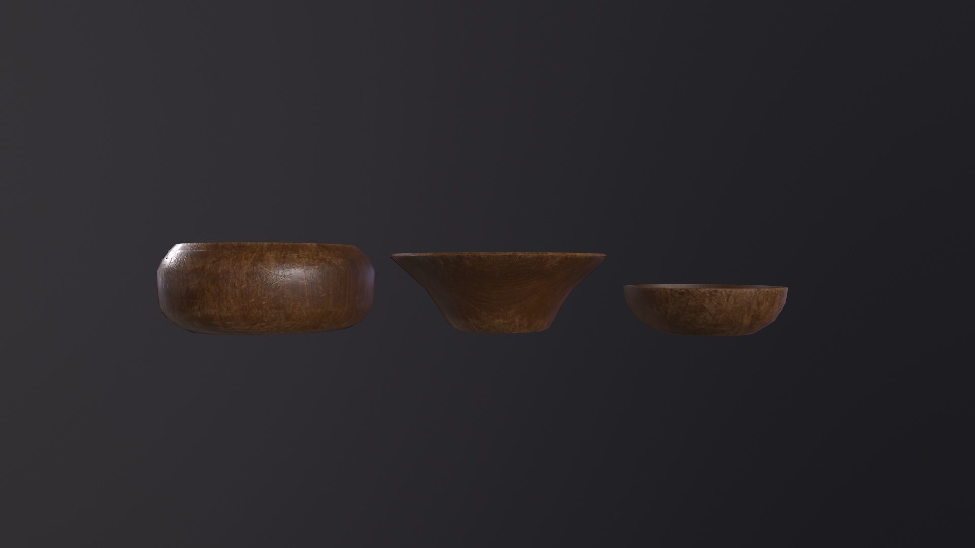 Wooden Bowls 3D Model Low-poly 3D model_2