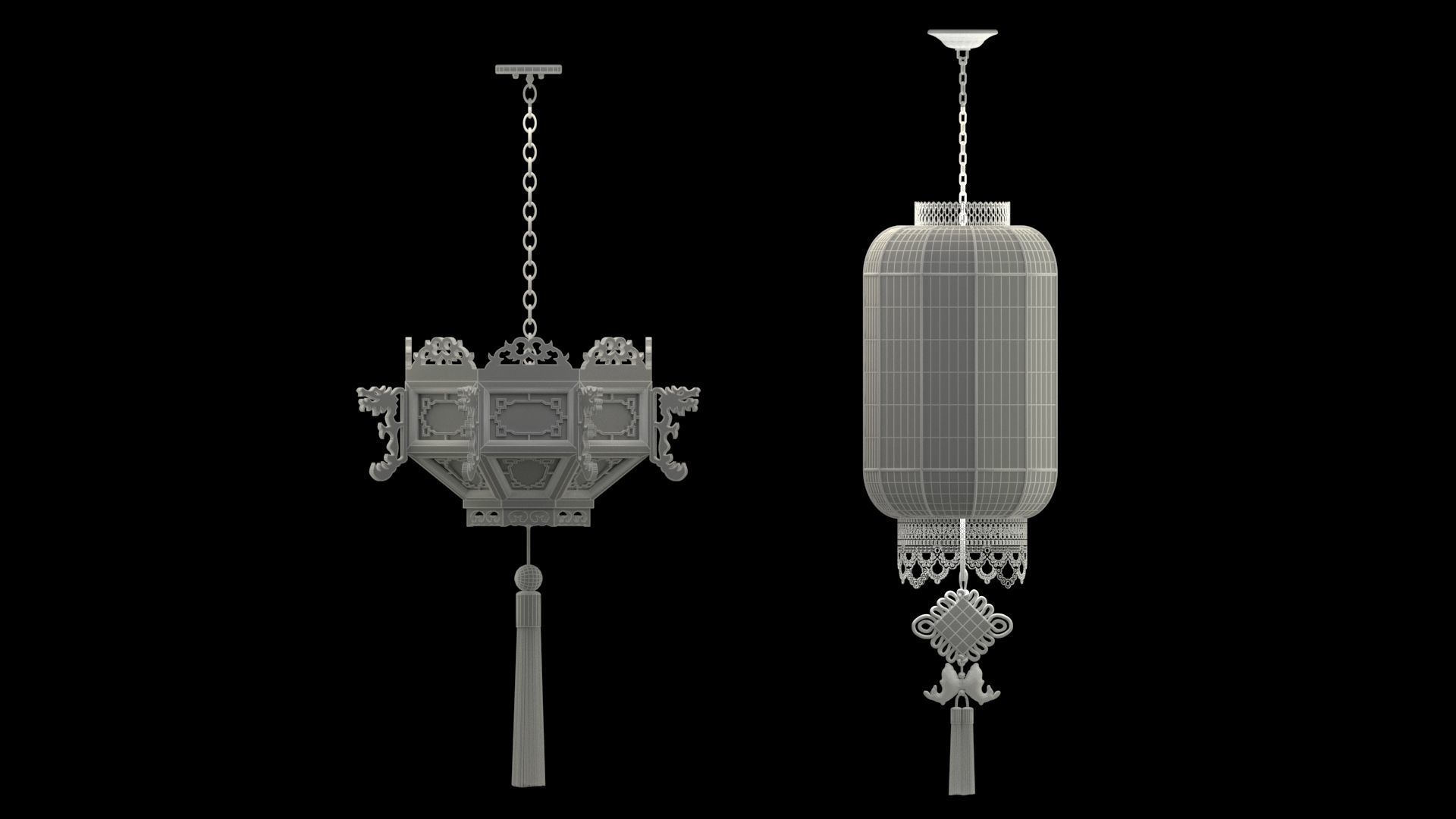 Chinese red lantern 3D model_5