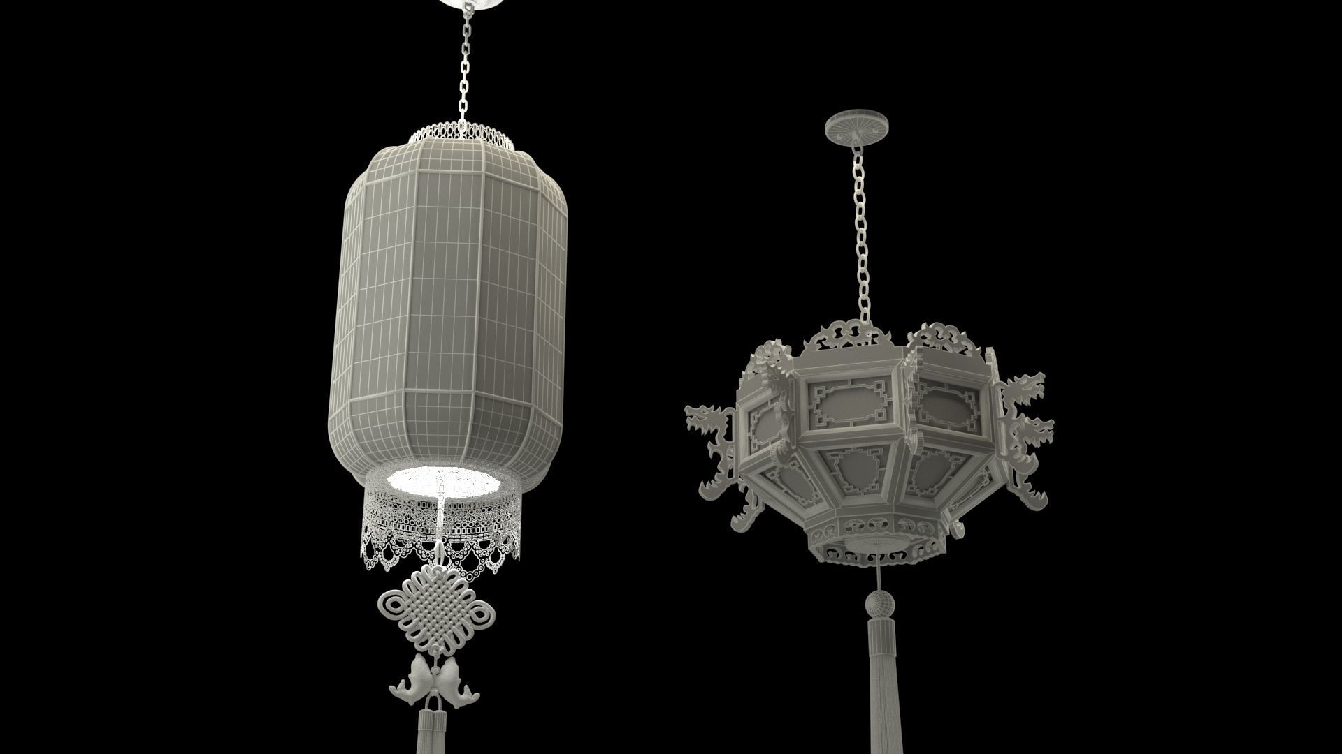 Chinese red lantern 3D model_6