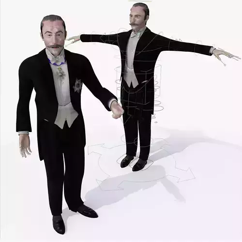 Victorian Diplomat - Rigged and MOCAP - Victorian Tuxedoed Gent Low-poly 3D model