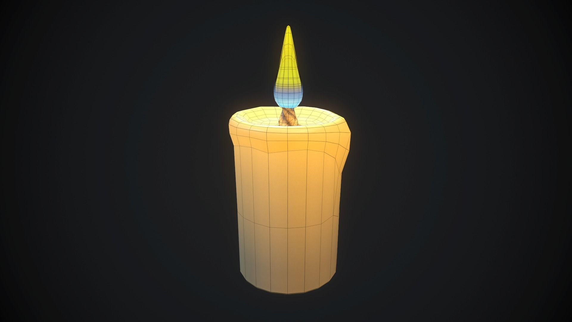 Small candle 1 PBR Low-poly 3D model_2