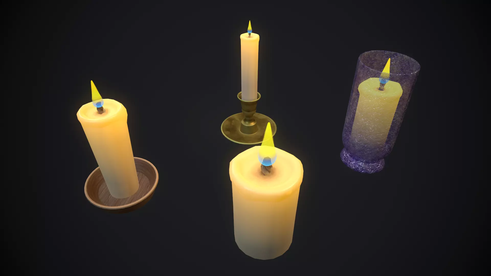 candle set 1 PBR Low-poly 3D model_0