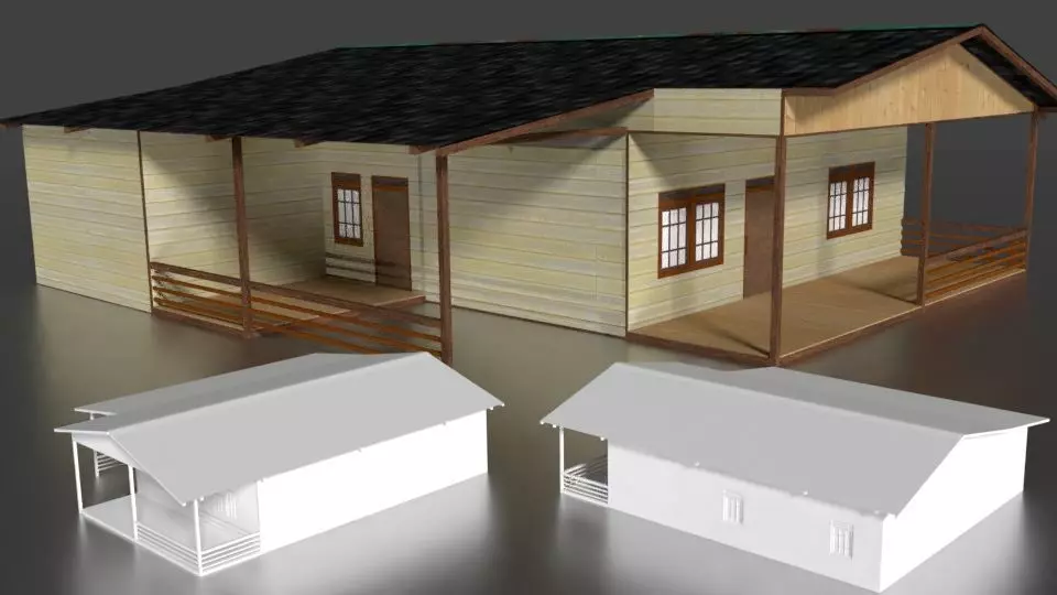 Rumah Kayu 001 FBX Free 3D model