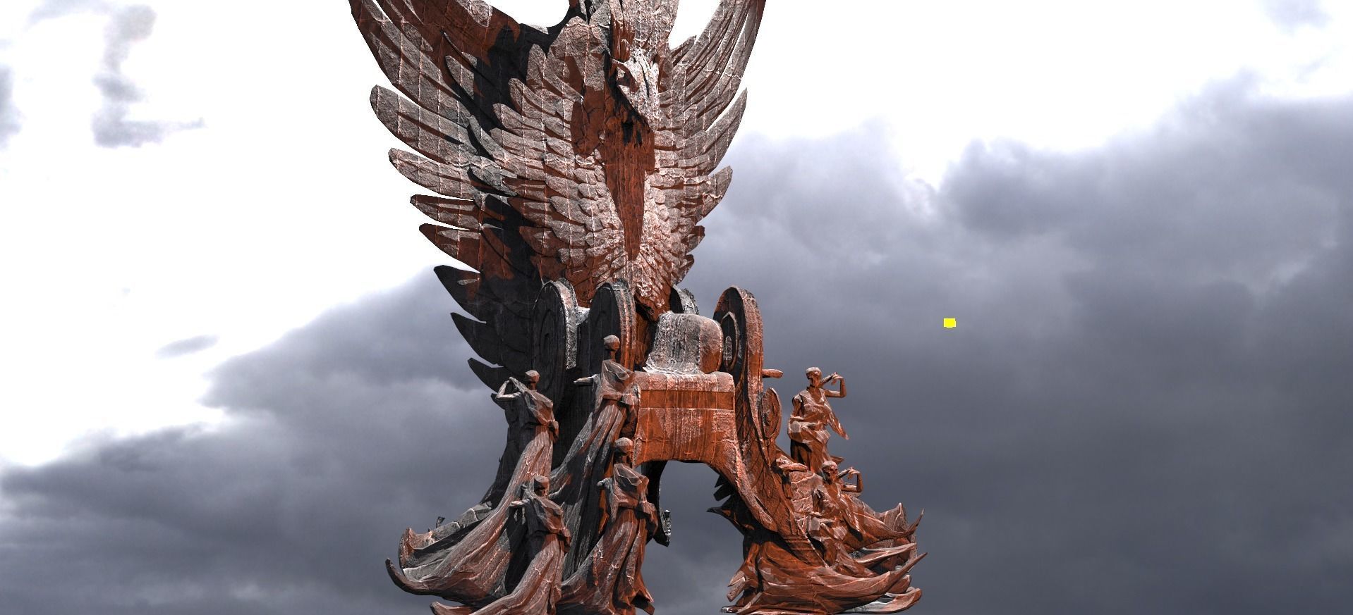Feathered angel wing Throne 2 3D model_1