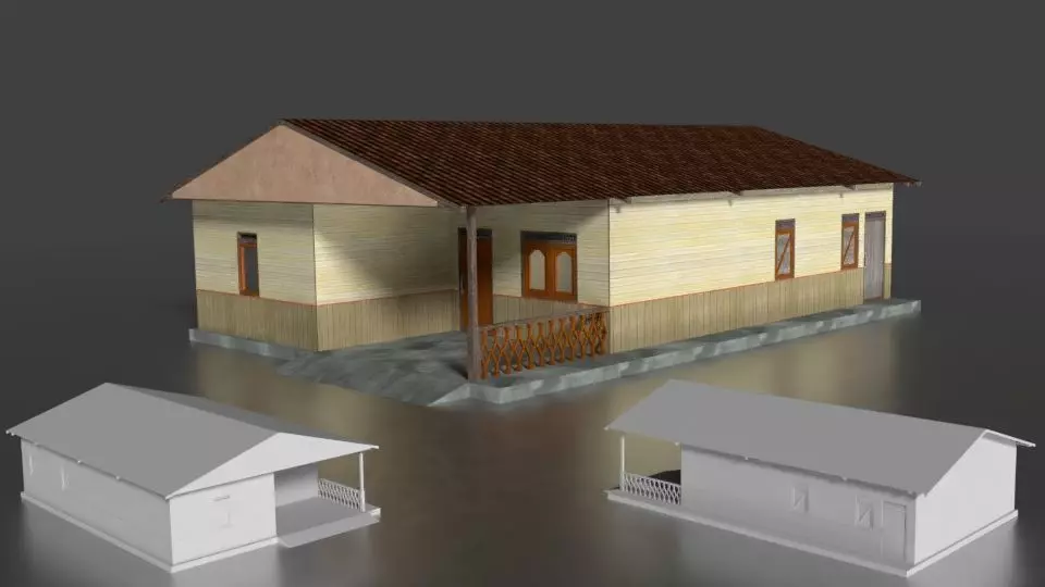 Rumah Beton Kayu 001 FBX Free 3D model