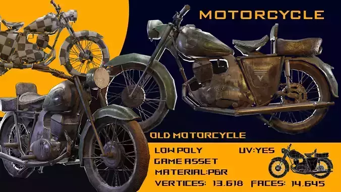 Pama classic motorcycle-Game assets 