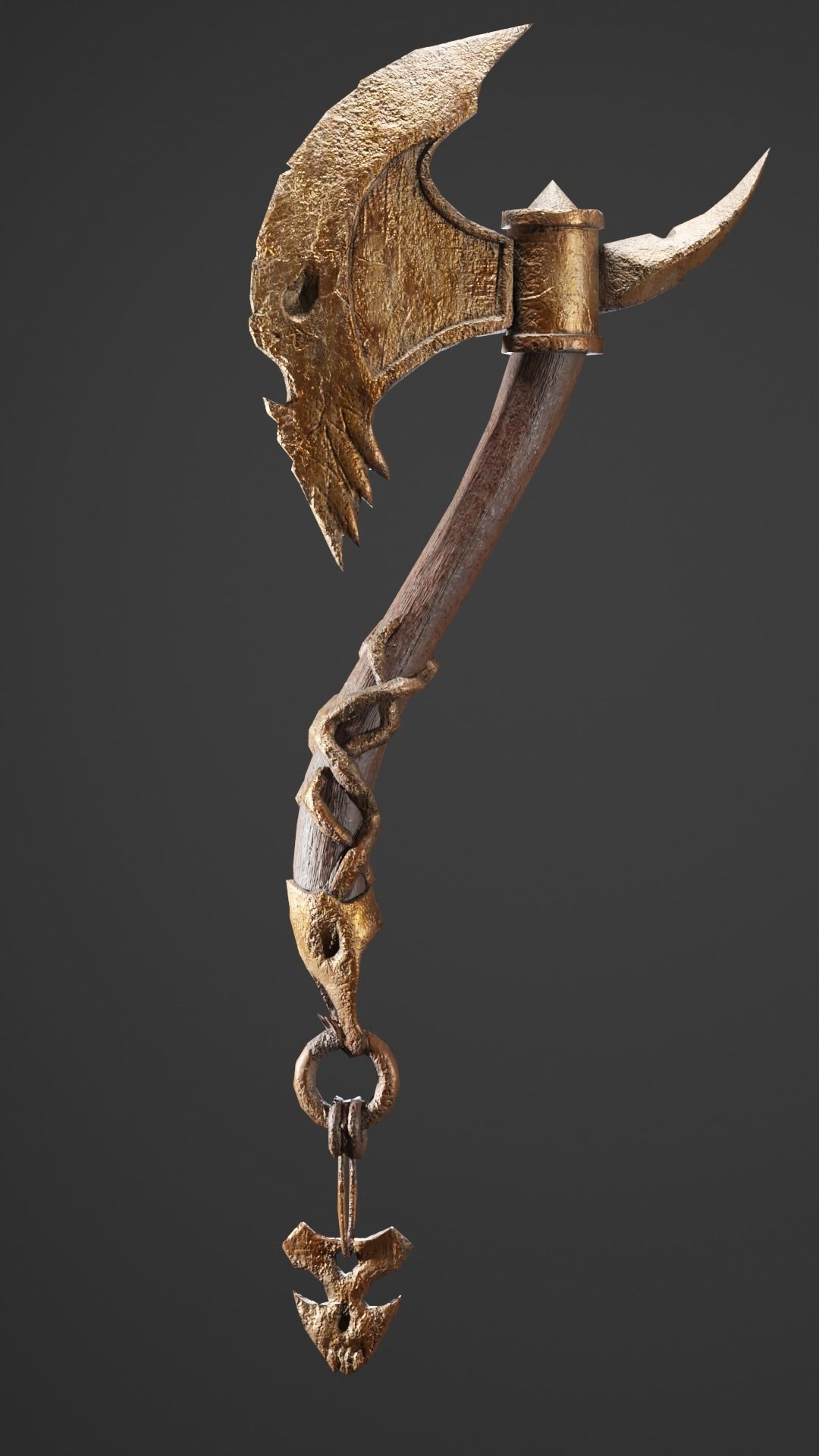 Axe skull collection-game assets Low-poly 3D model_3