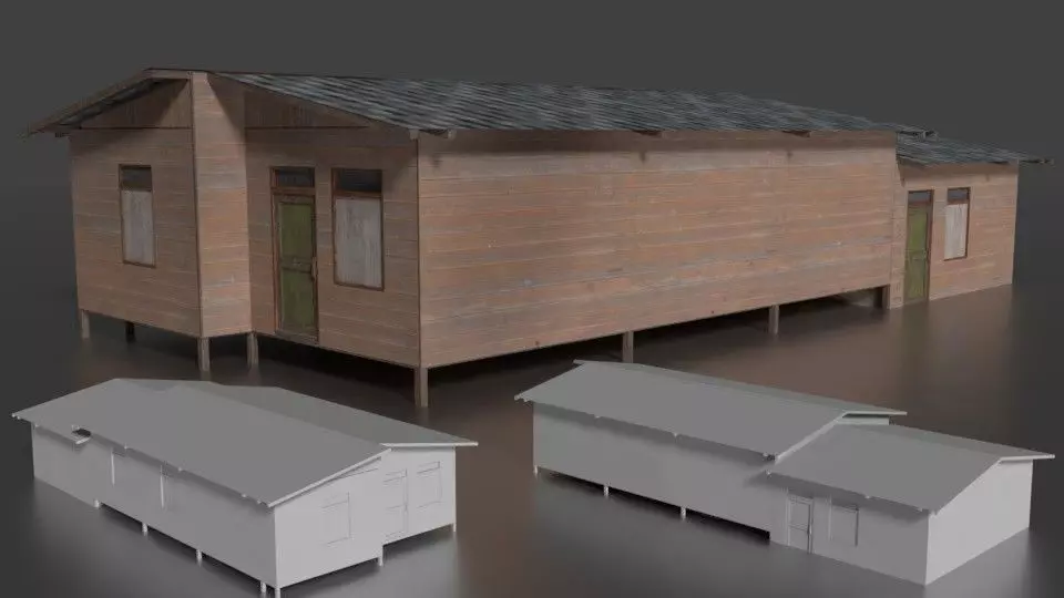 Rumah Kayu Panggung 001 FBX Free 3D model