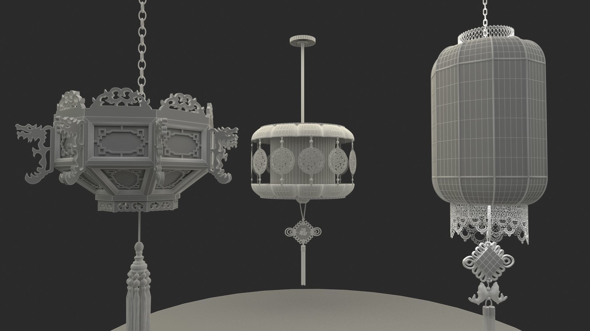 Chinese red lantern 3D model_6