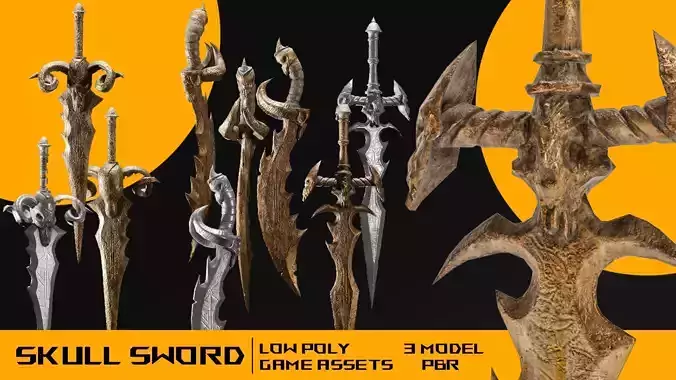 sword skull collection 3 model Game assets