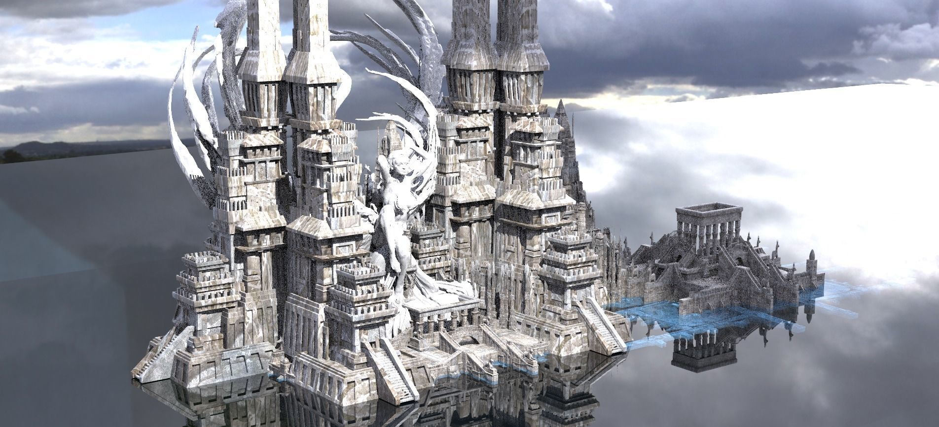 Ancient Egyptian Floating Temples Goddess   3D model_1