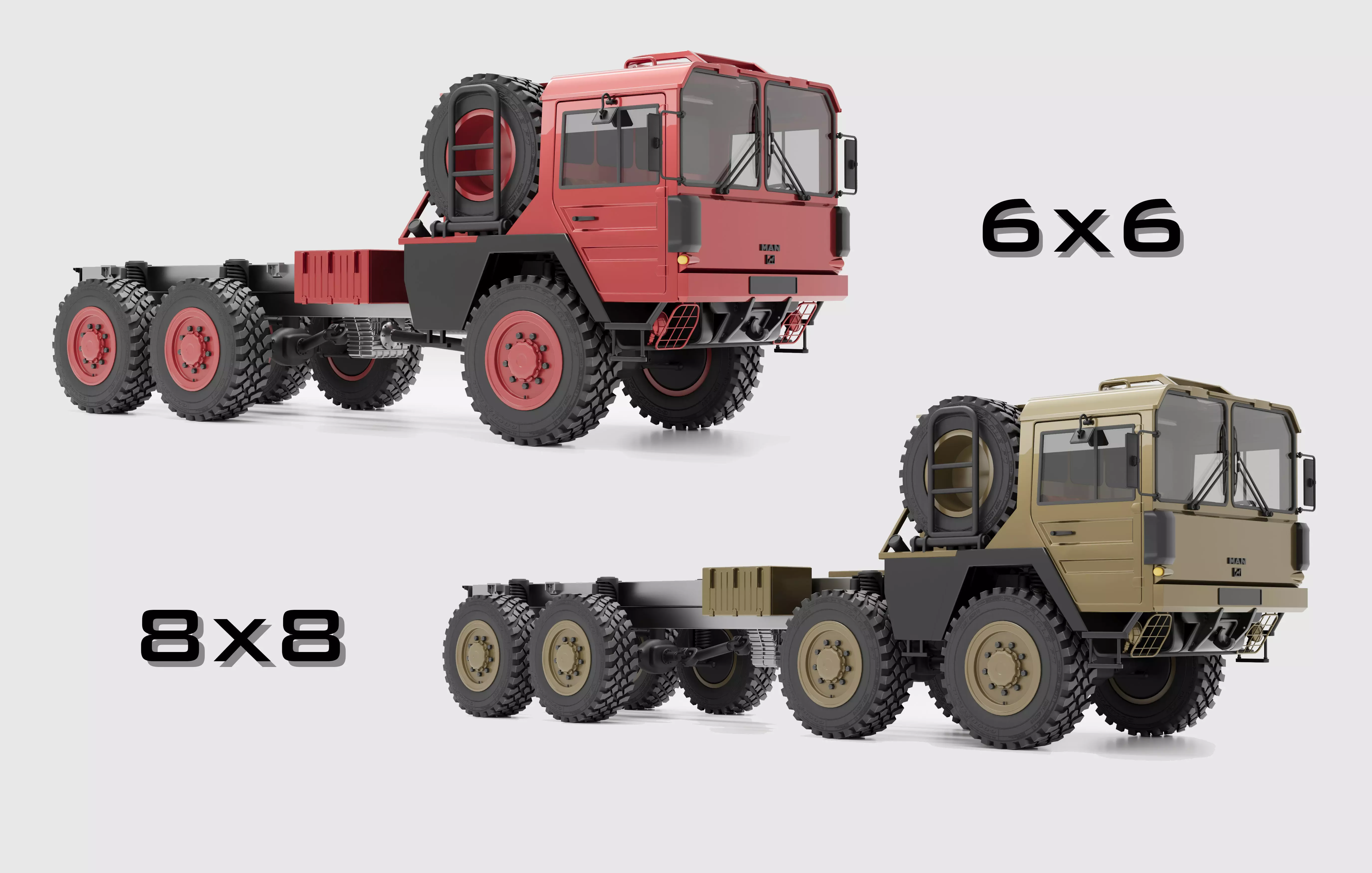 Man KAT1 3D Model - 6x6 and 8x8 Trucks 3D model_0