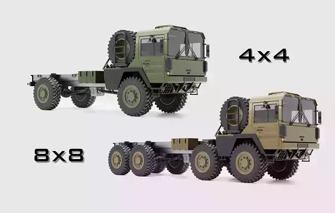 Man Kat1 3D Model - 4x4 and 8x8 Trucks 3D model