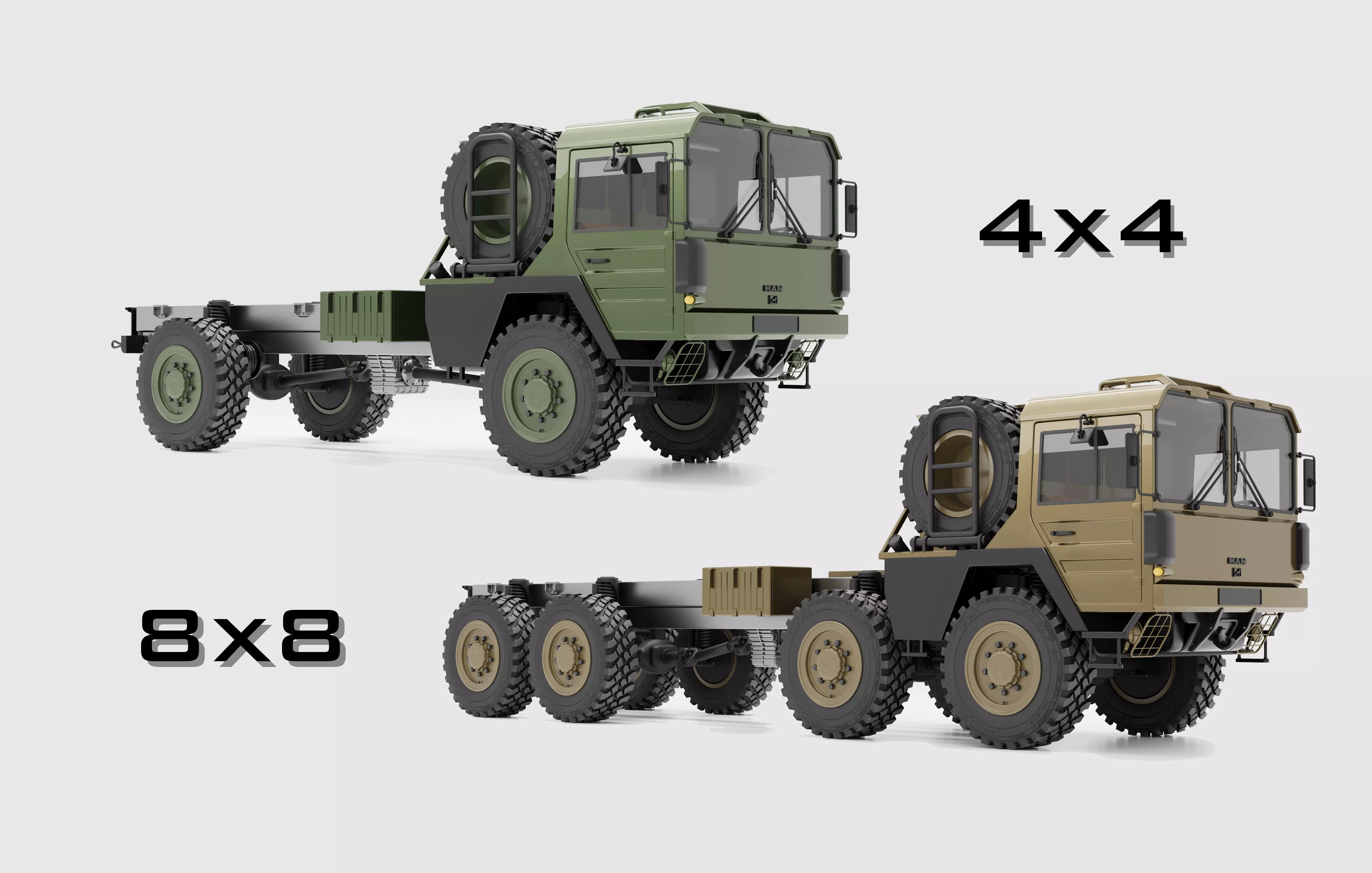Man Kat1 3D Model - 4x4 and 8x8 Trucks 3D model_0