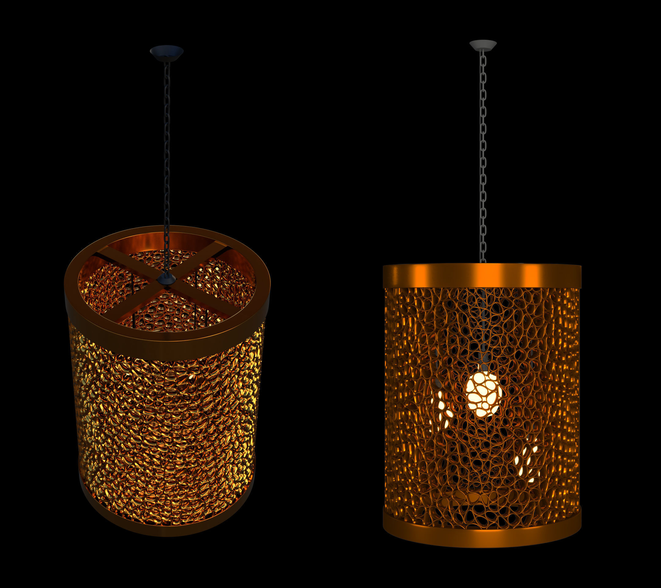 Chandelier Copper Mesh 3D model_1