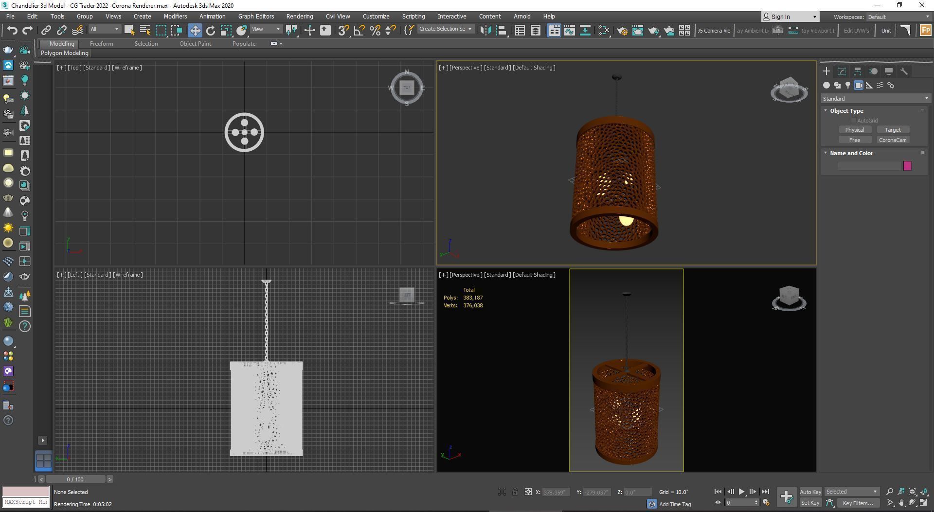 Chandelier Copper Mesh 3D model_4