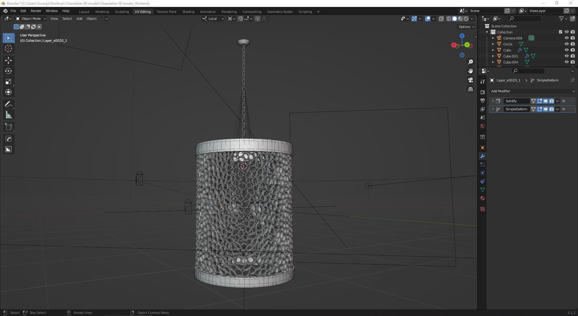 Chandelier Copper Mesh 3D model_2