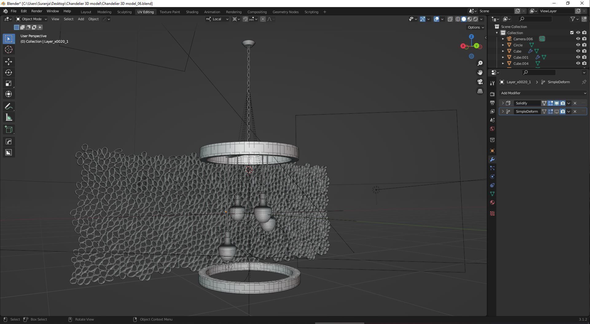 Chandelier Copper Mesh 3D model_3