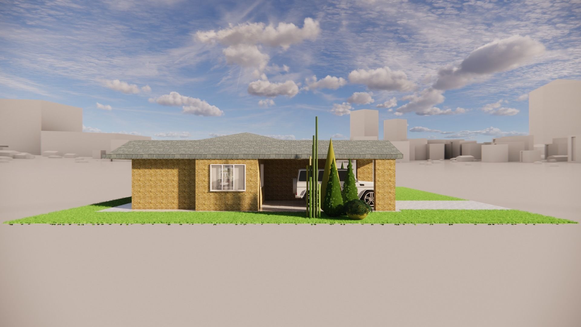 Luxurious and beautiful one story villa 3D print model_4