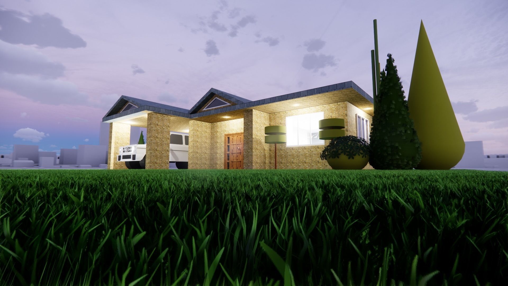 Luxurious and beautiful one story villa 3D print model_2