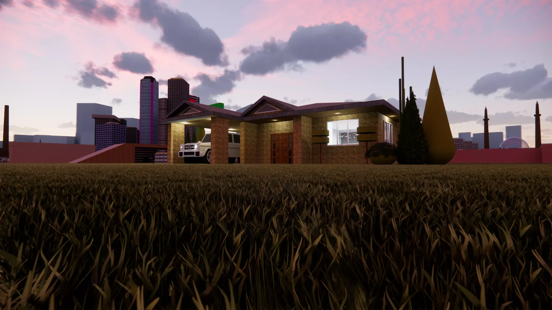 Luxurious and beautiful one story villa 3D print model_0