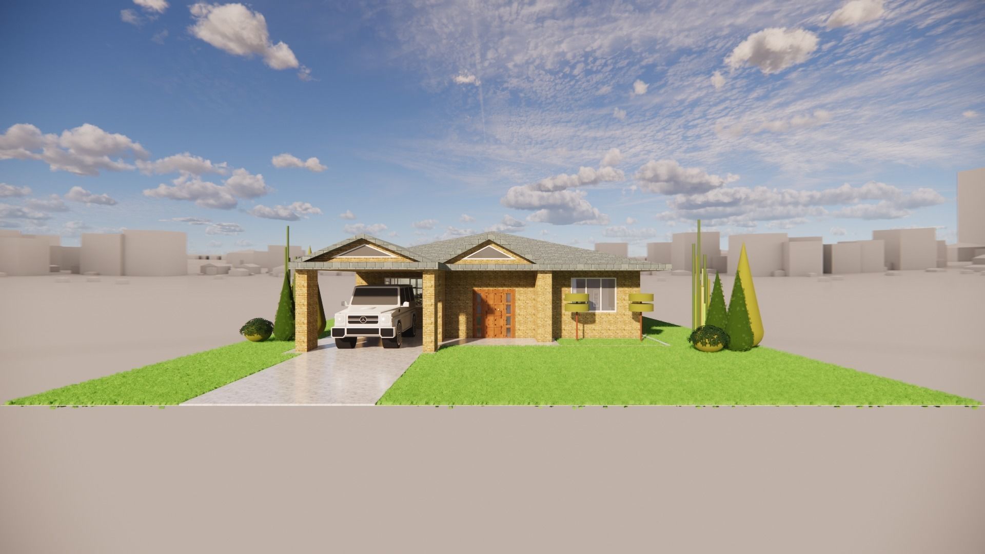 Luxurious and beautiful one story villa 3D print model_5