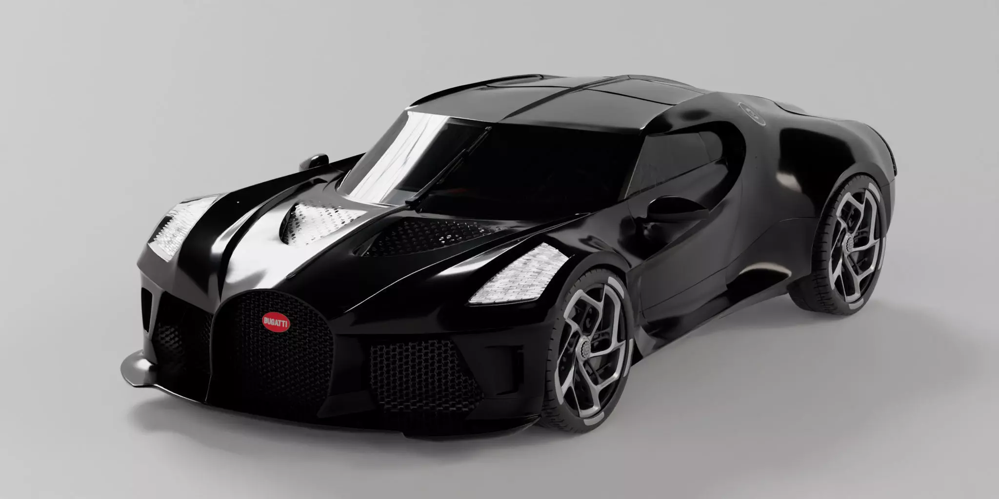 Bugatti la voiture noire Low-poly 3D model_0