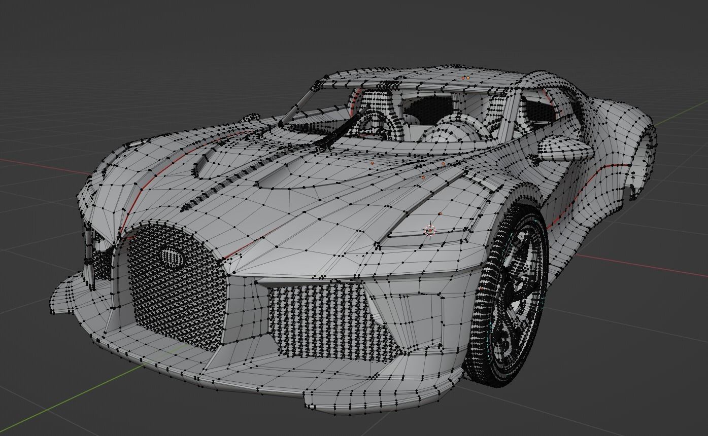 Bugatti la voiture noire Low-poly 3D model_11