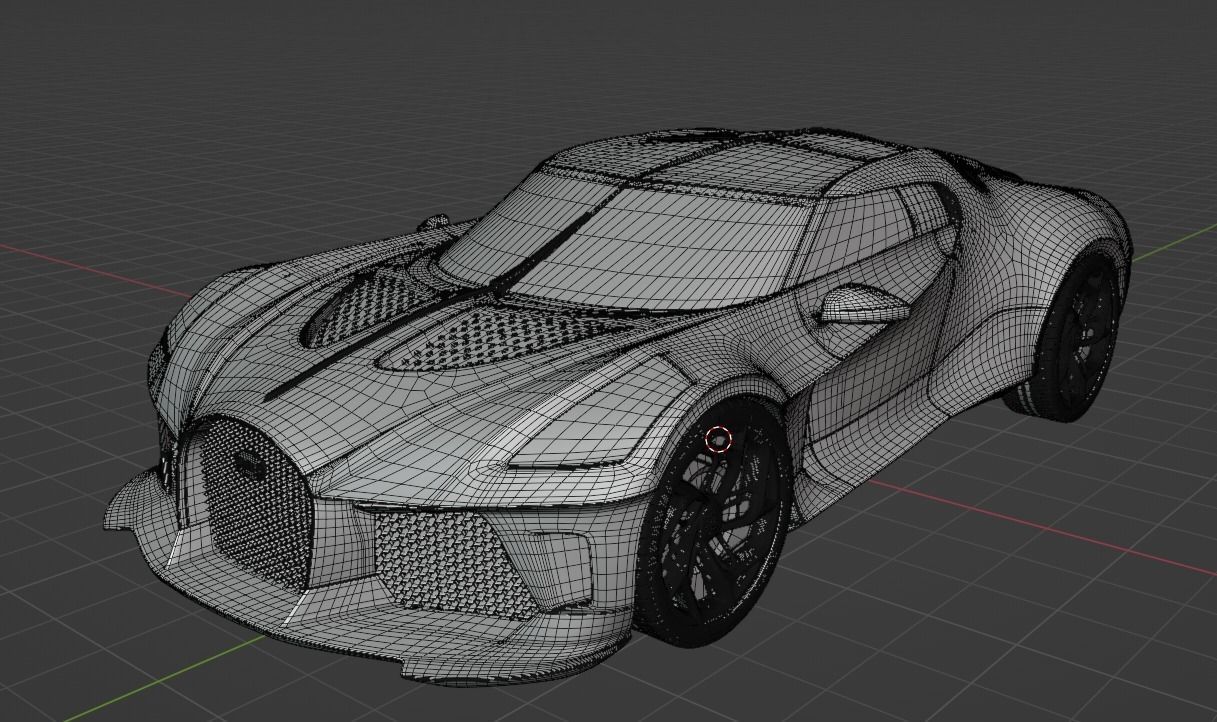 Bugatti la voiture noire Low-poly 3D model_1