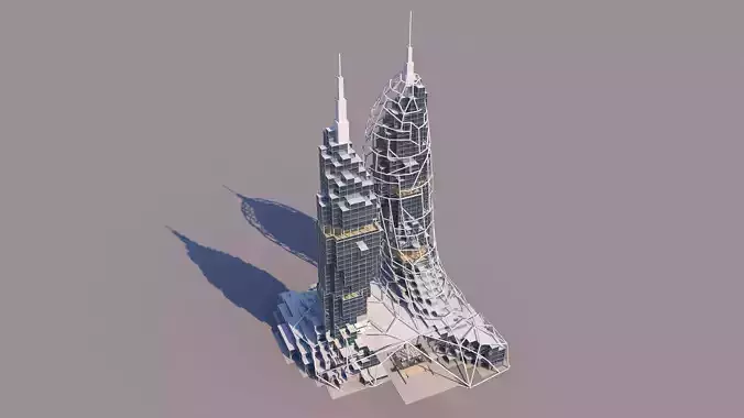 0185 - Skyscraper Architecture 3D Project - 2D Drawings 3D model