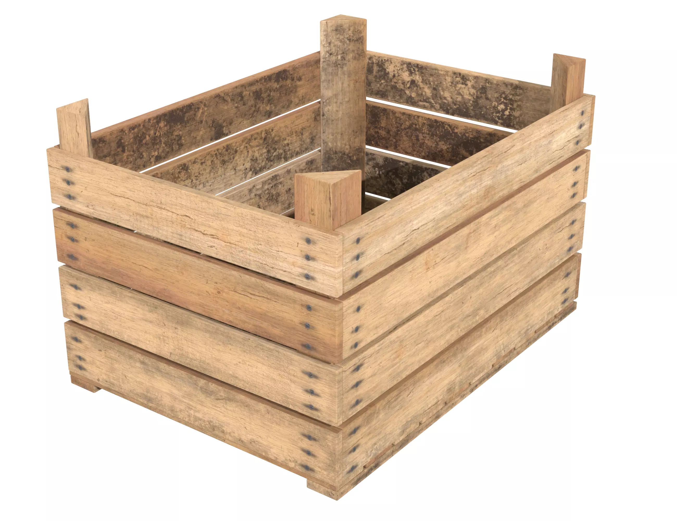 Wooden Fruit Crate 02 Low-poly 3D model_0