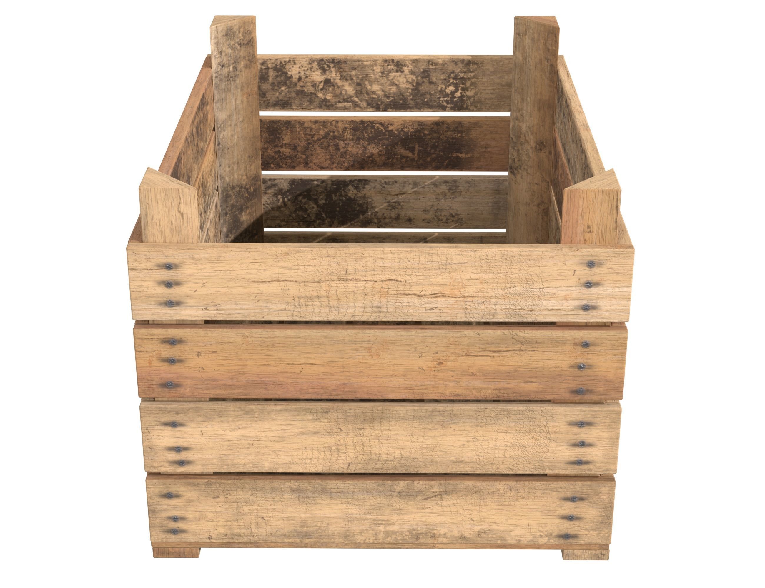 Wooden Fruit Crate 02 Low-poly 3D model_5